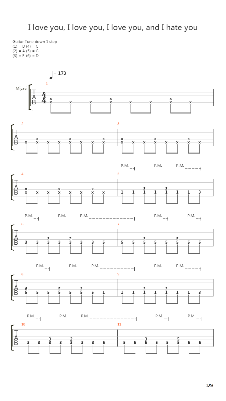 I love you, I love you, I love you, and I hate you吉他谱