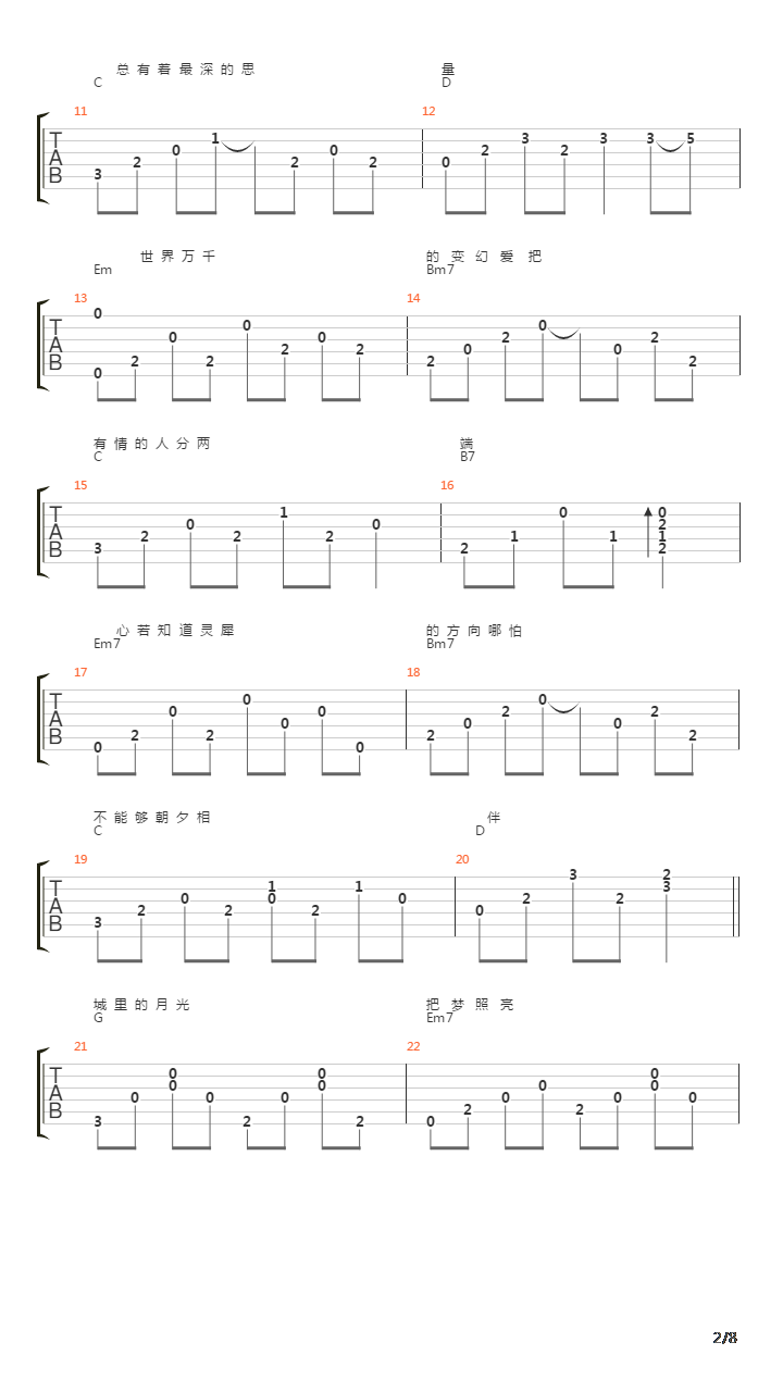 城里的月光吉他谱