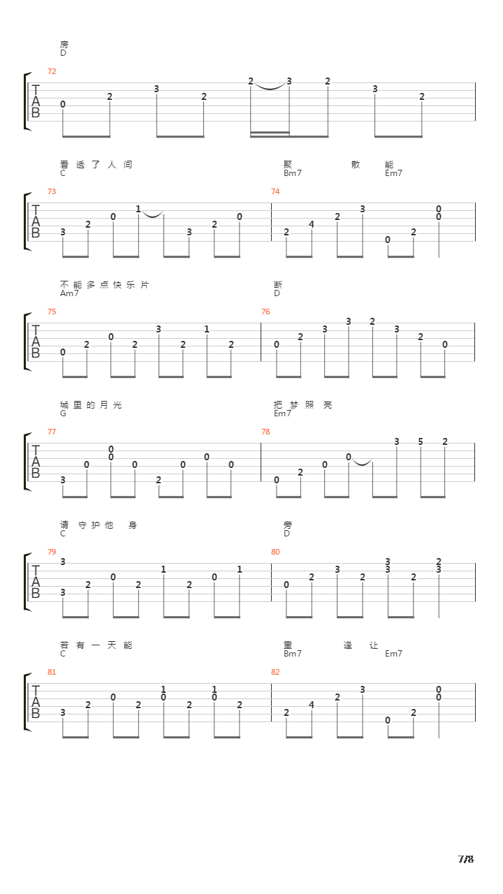 城里的月光吉他谱