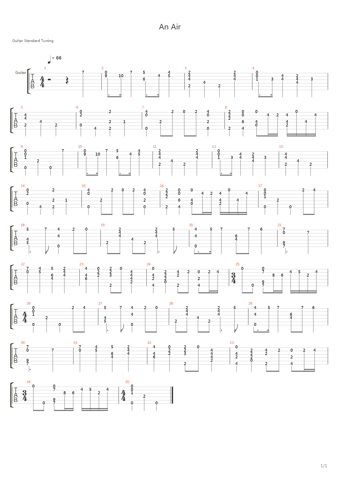 Air吉他谱