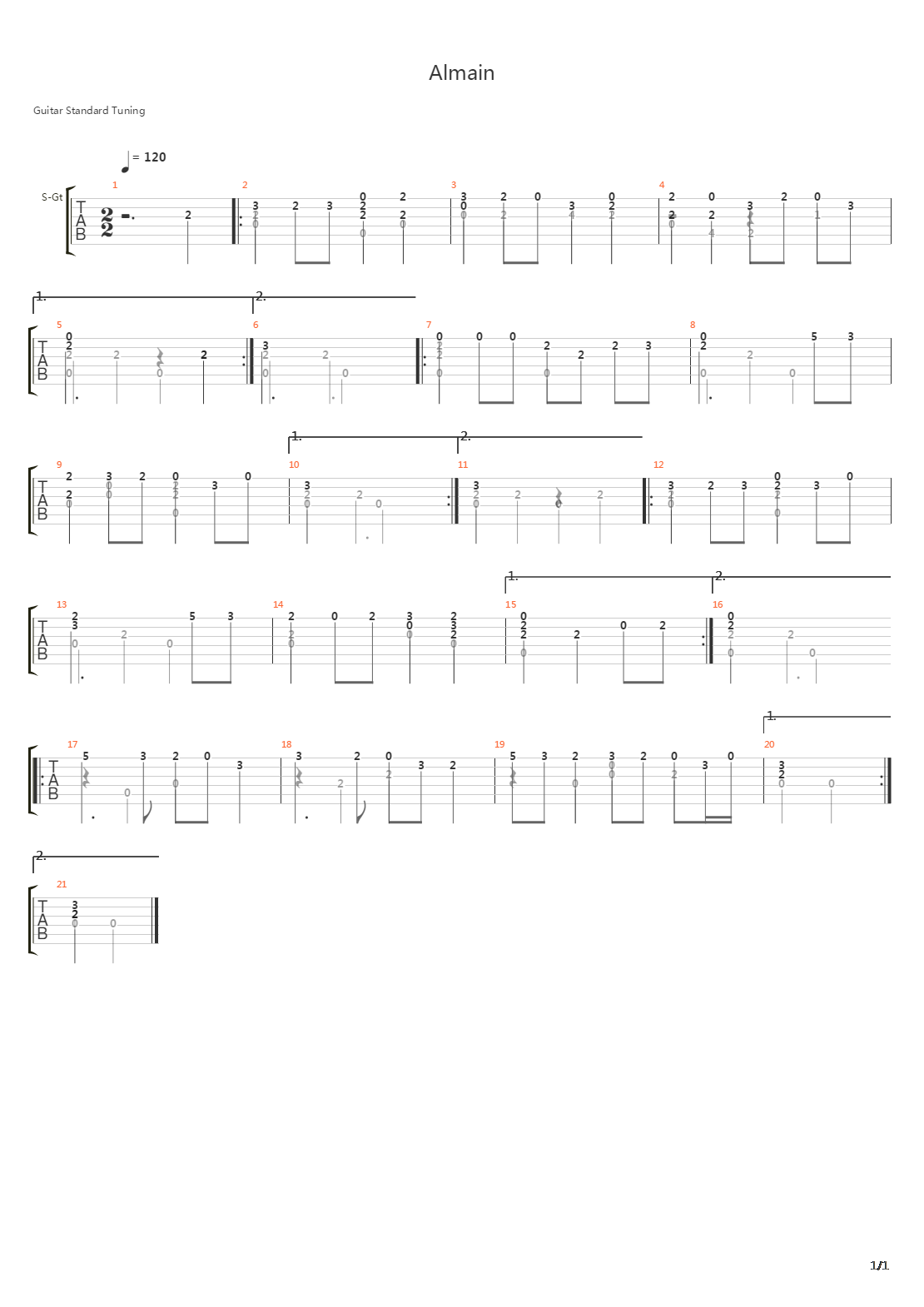 Almain吉他谱