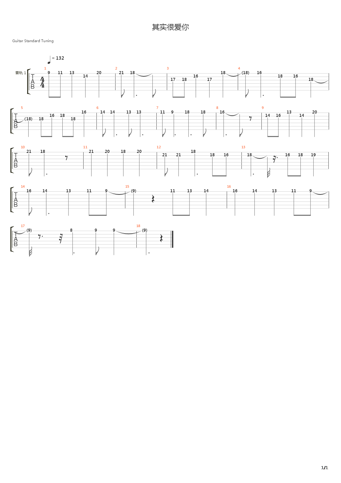 其实很爱你吉他谱