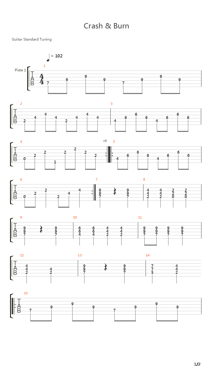 Crash And Burn吉他谱