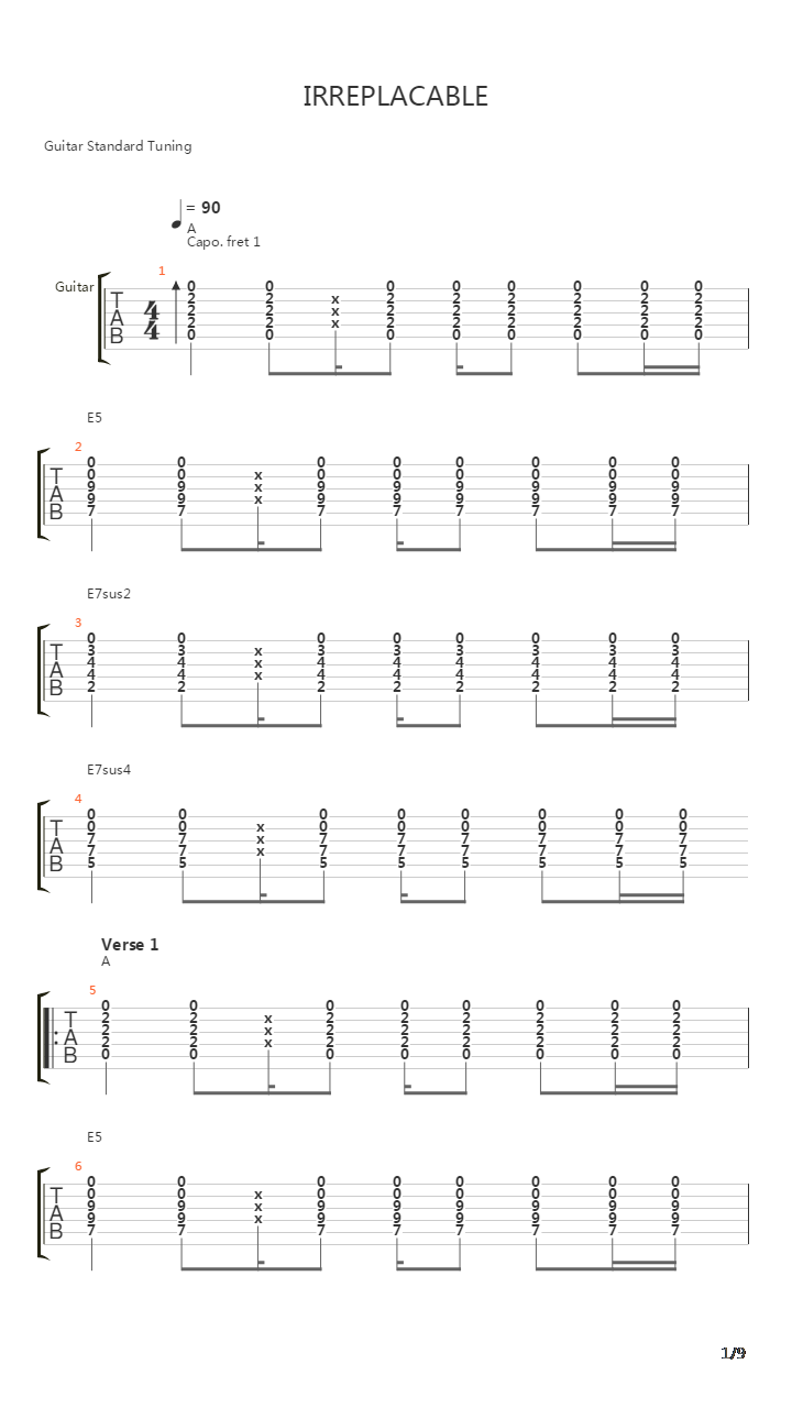Irreplacable吉他谱