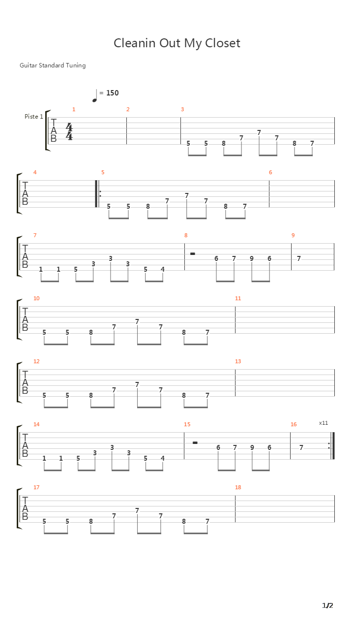 Cleanin Out My Closet吉他谱