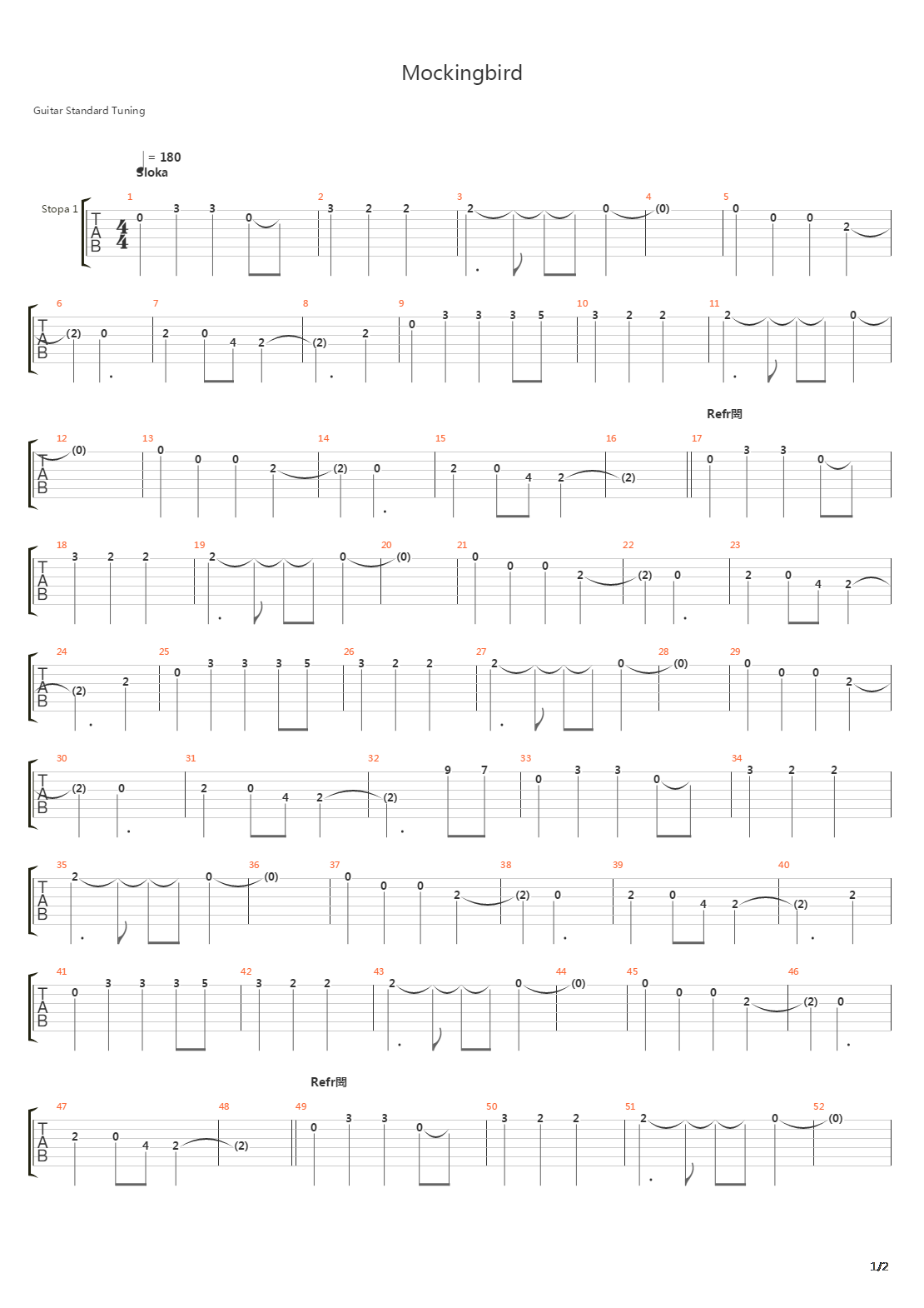 Mockingbird吉他谱