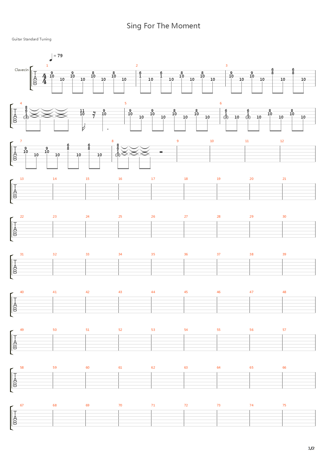 Sing For The Moment吉他谱