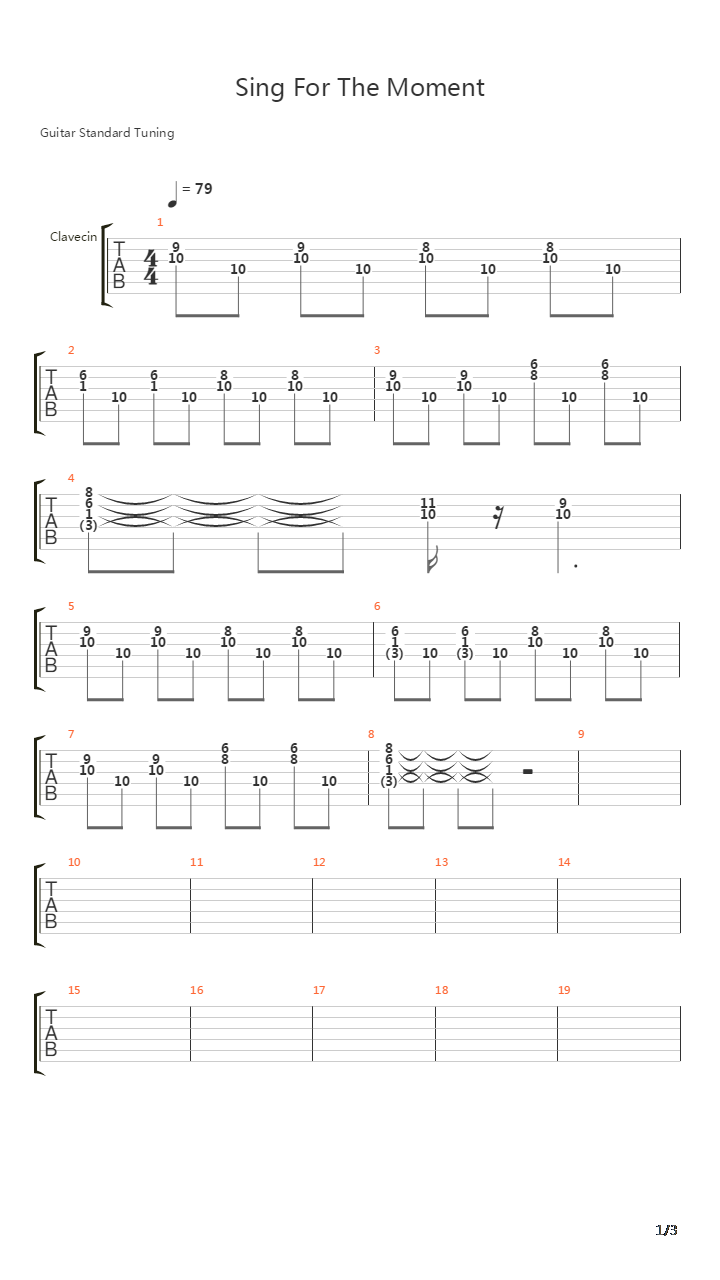 Sing For The Moment吉他谱