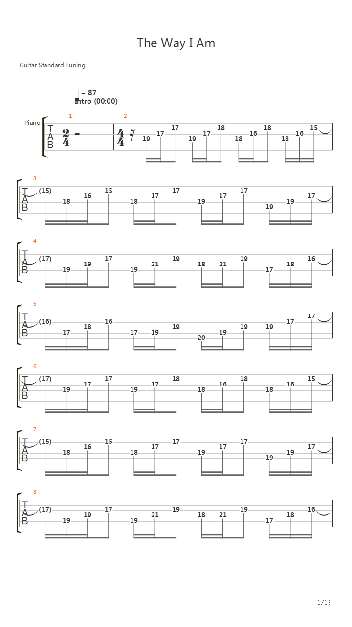 The Way I Am吉他谱