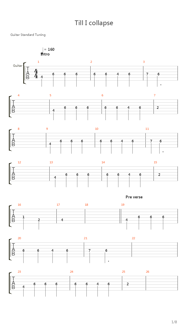 Till I Collapse吉他谱