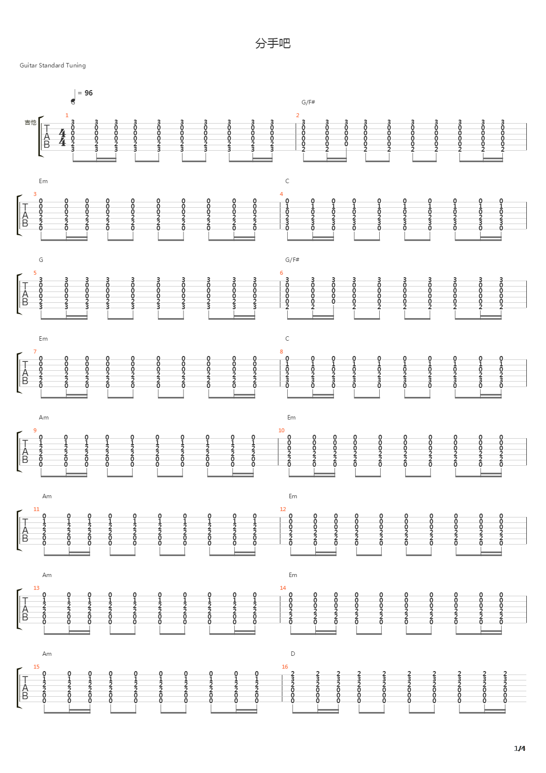 分手吧吉他谱