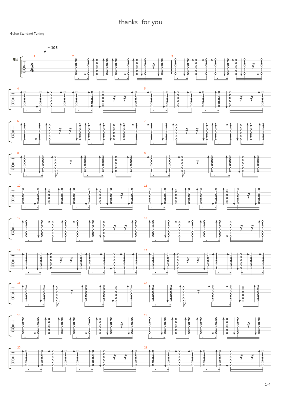 Thanks for you吉他谱