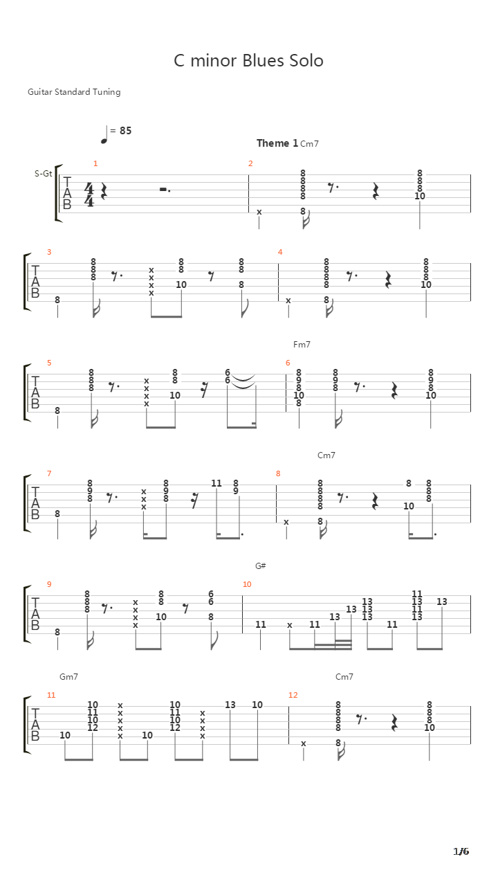 C minor Blues Solo吉他谱