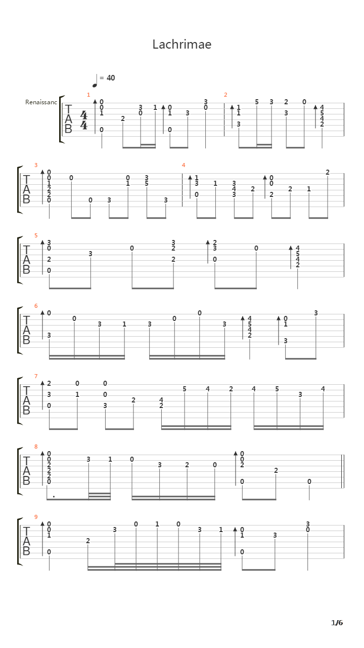 Lachrimae Pavan吉他谱
