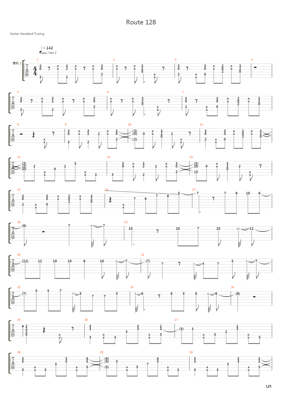 Route 128吉他谱