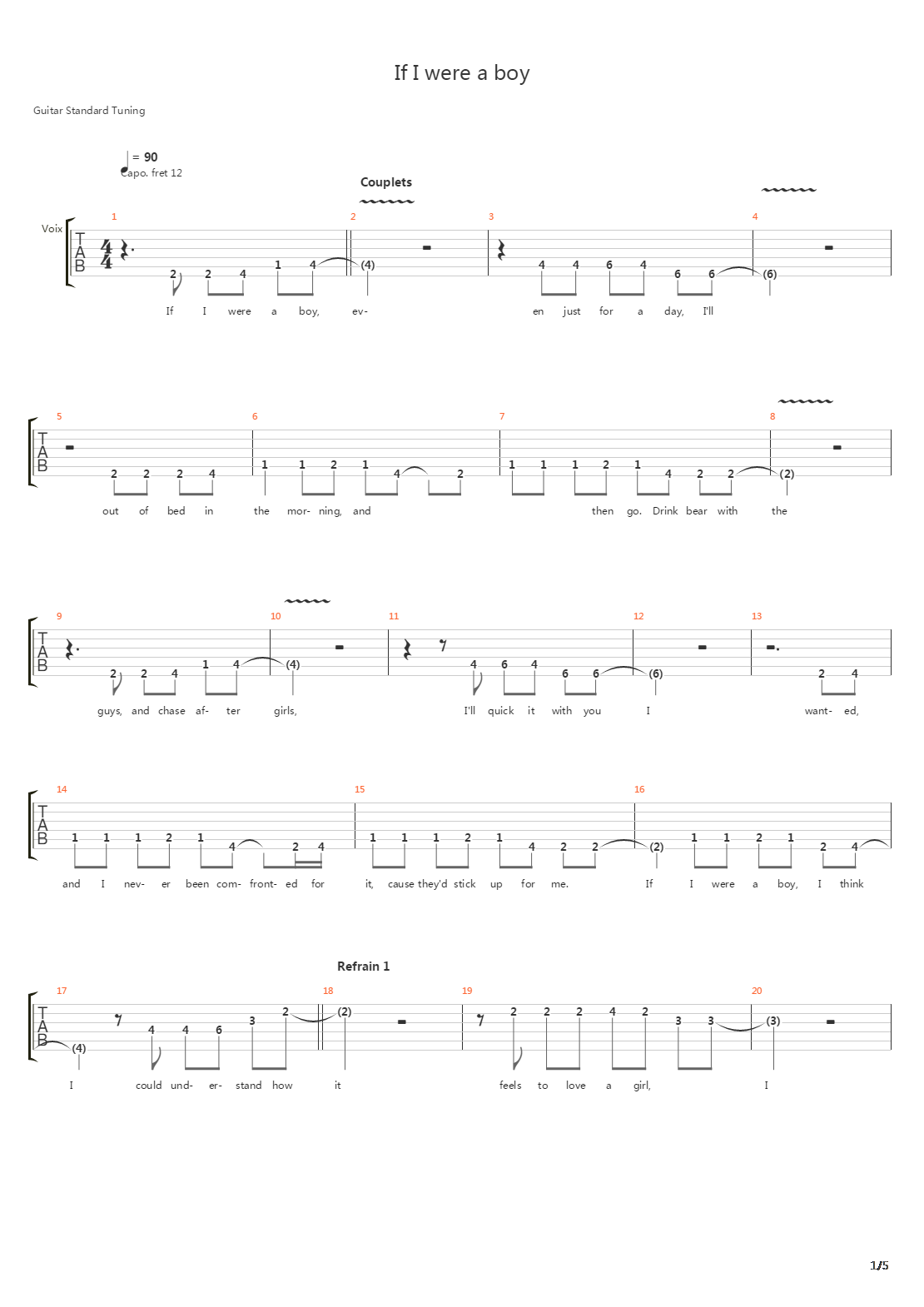 If I Were A Boy吉他谱