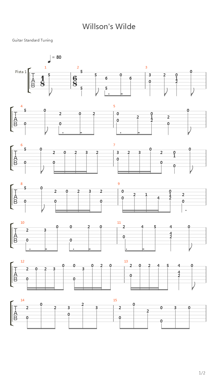 Willson's Wilde吉他谱