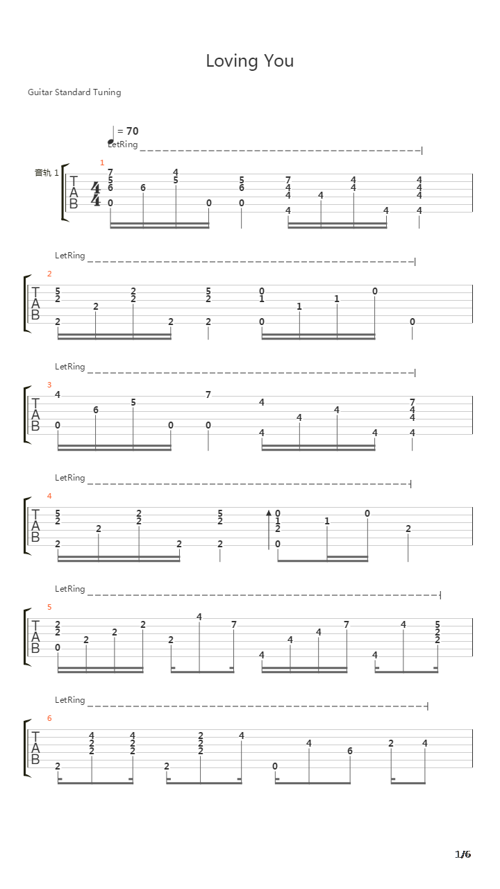 Lovin' You吉他谱