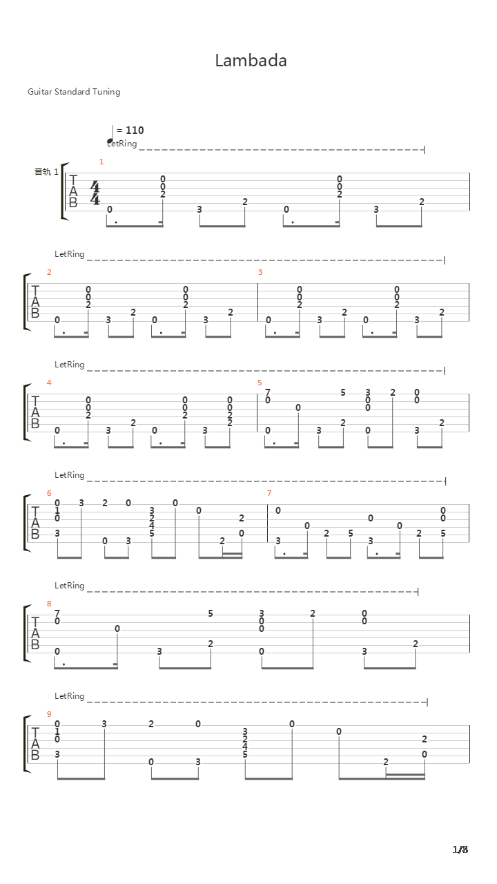 Lambada吉他谱