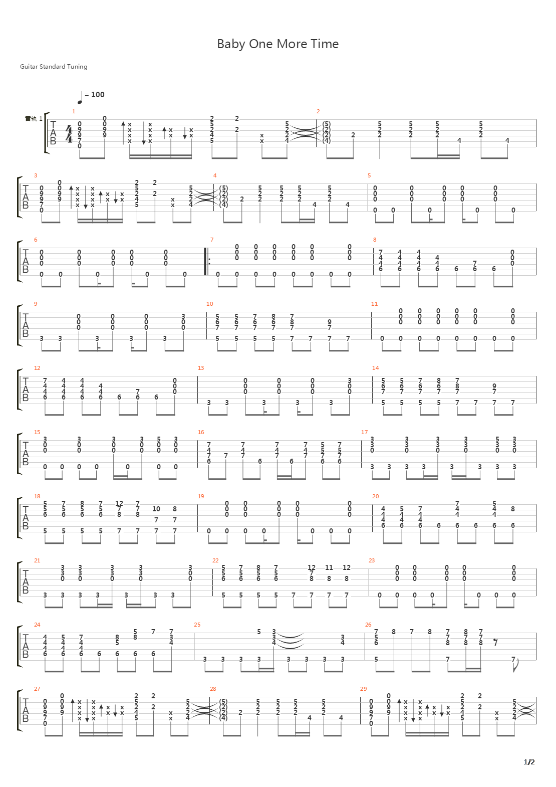 Baby One More Time吉他谱