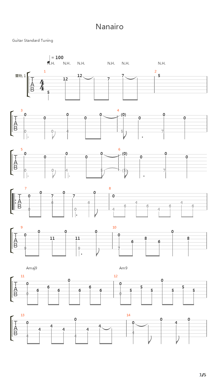 Nanairo(七色)吉他谱