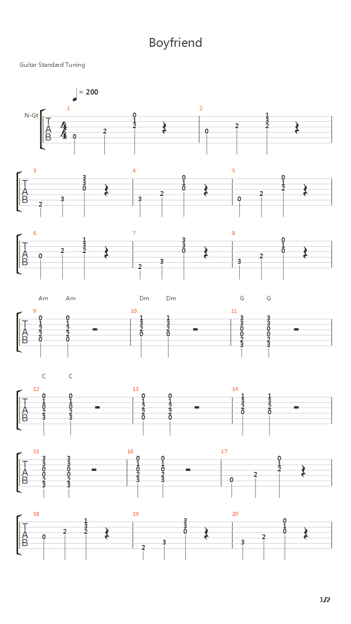 Boyfriend吉他谱