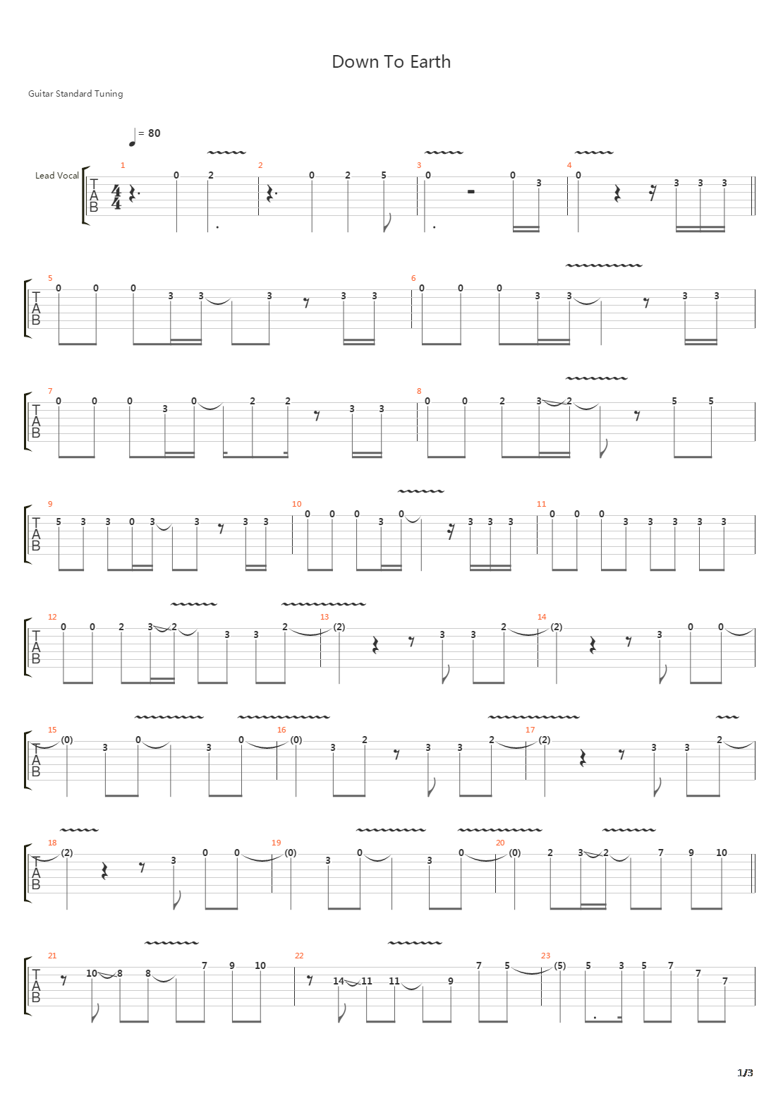 Down To Earth吉他谱