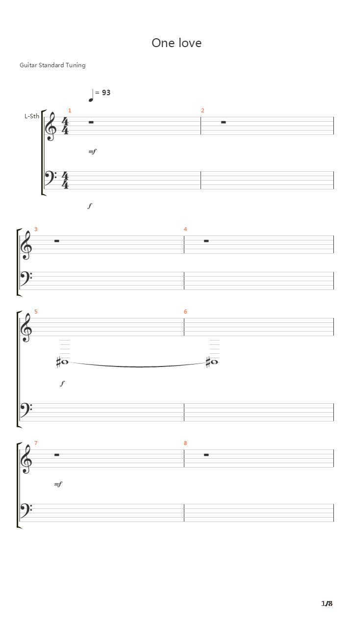 One Love吉他谱
