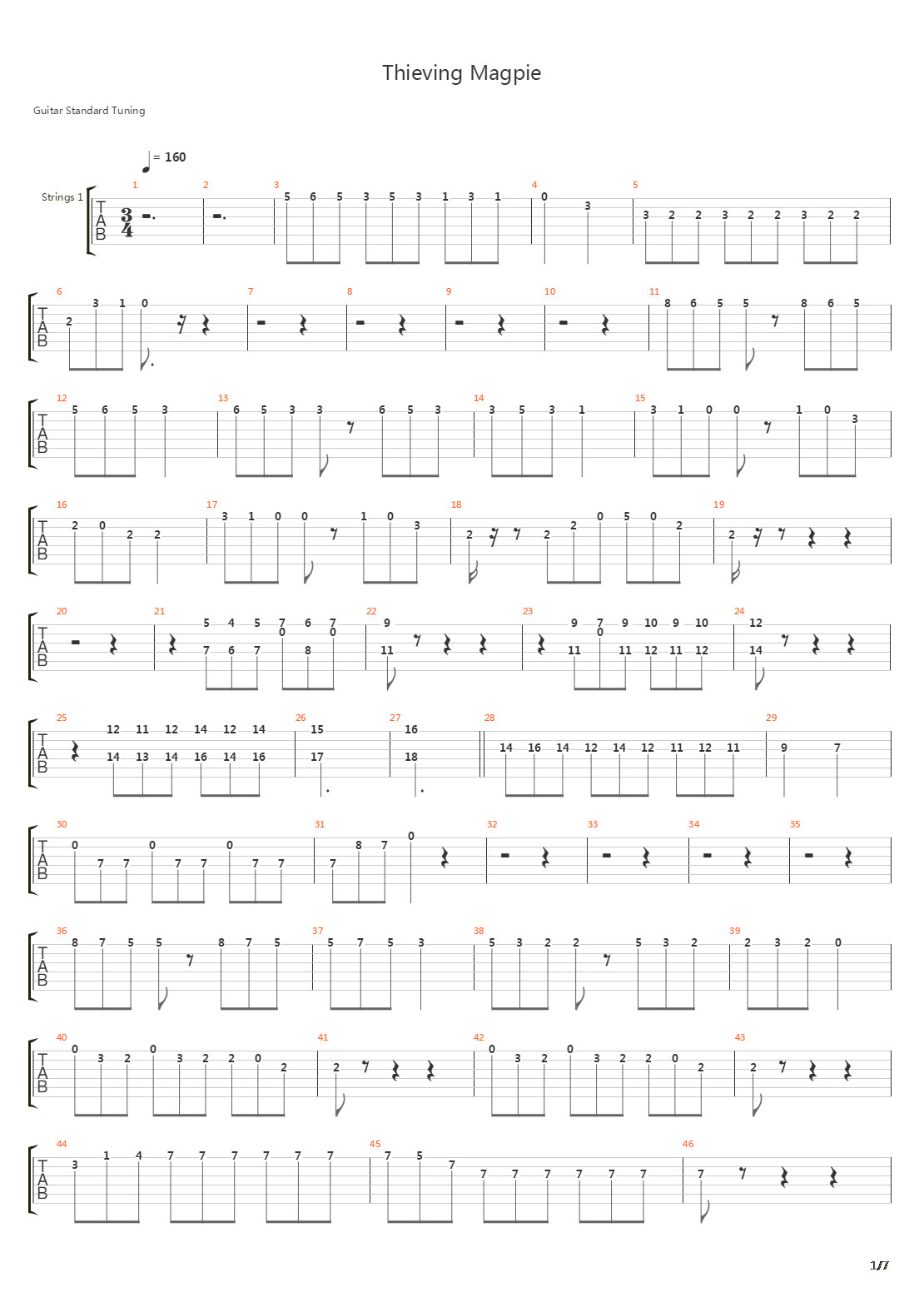 Thieving Magpie吉他谱