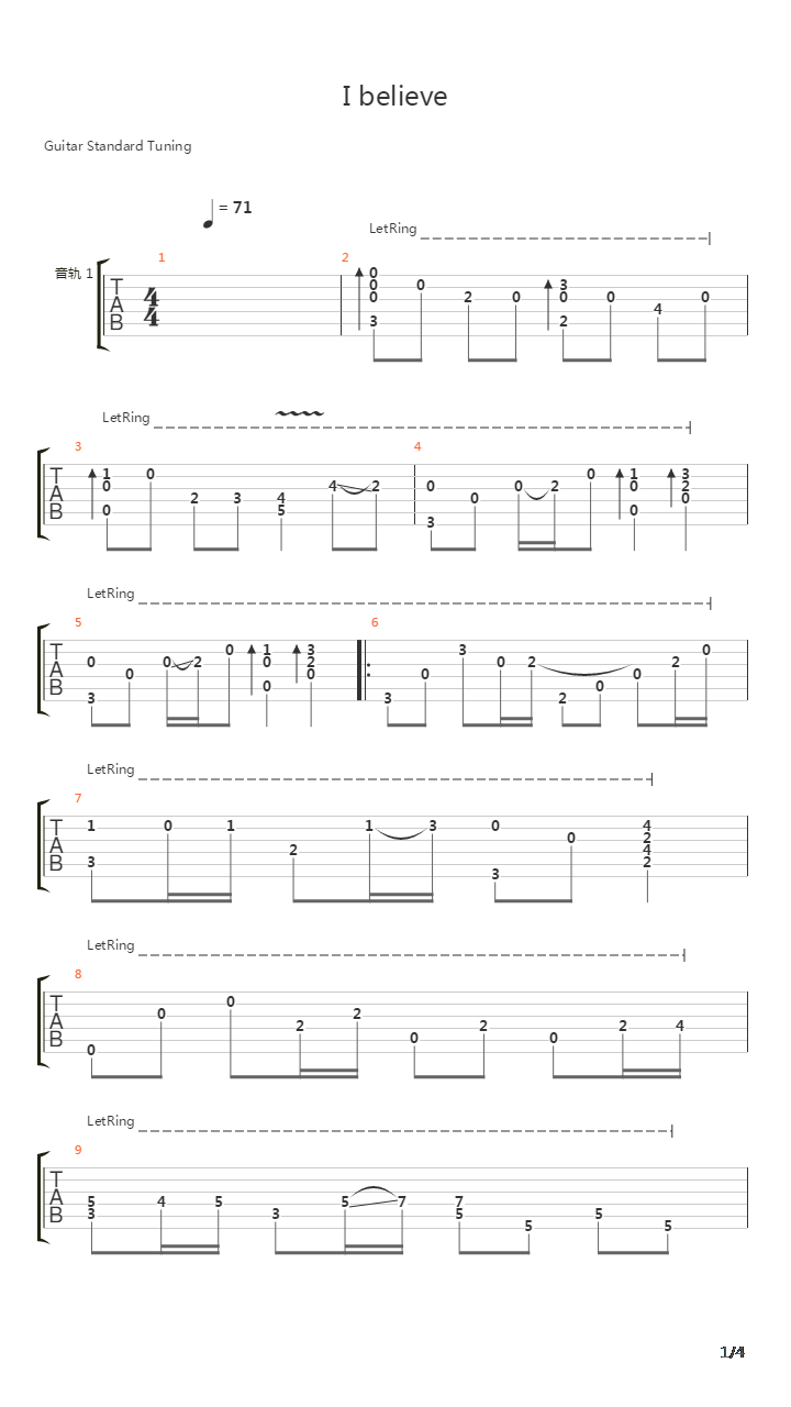 我的野蛮女友 - I believe吉他谱