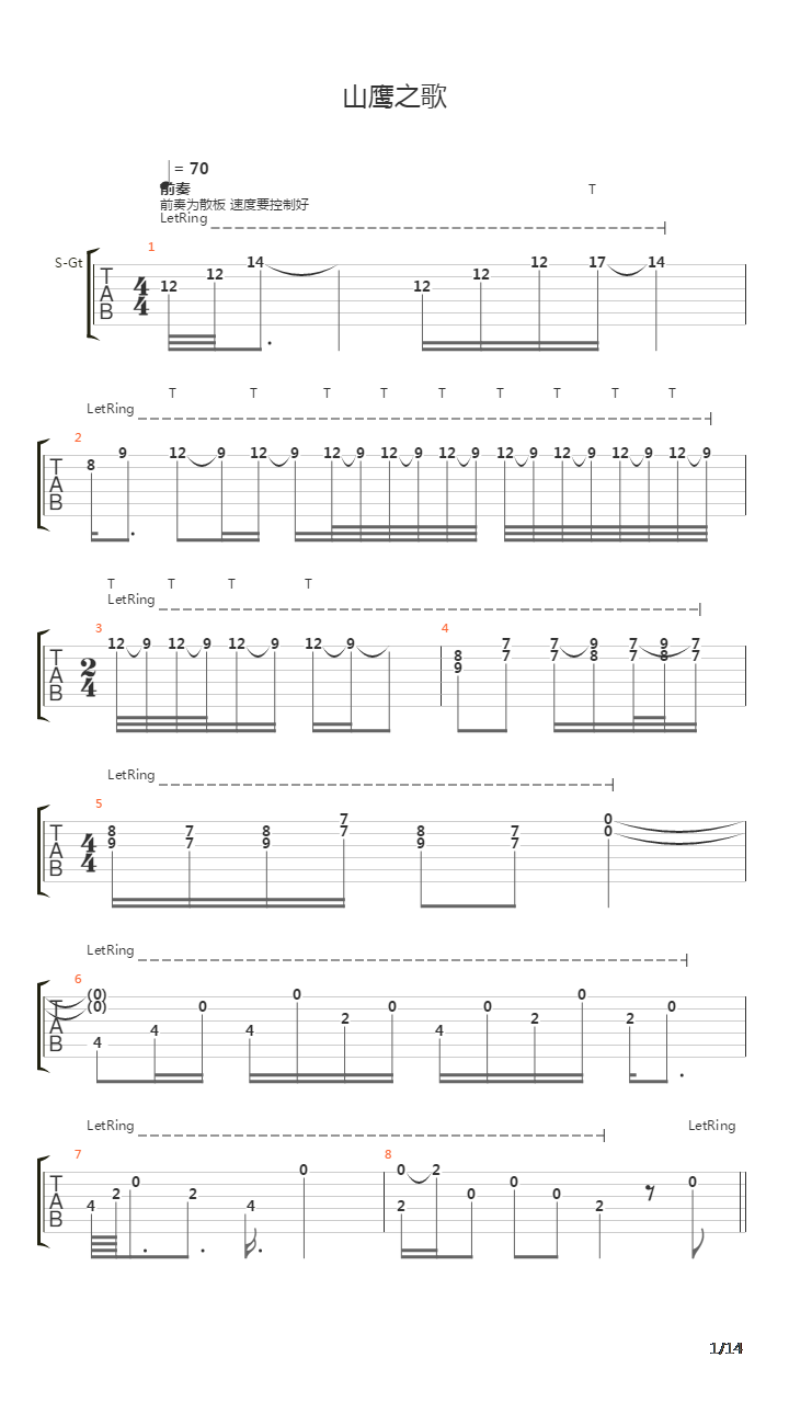 El condor pasa(山鹰之歌)吉他谱