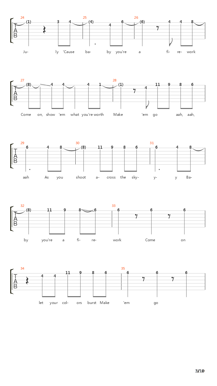 Firework吉他谱