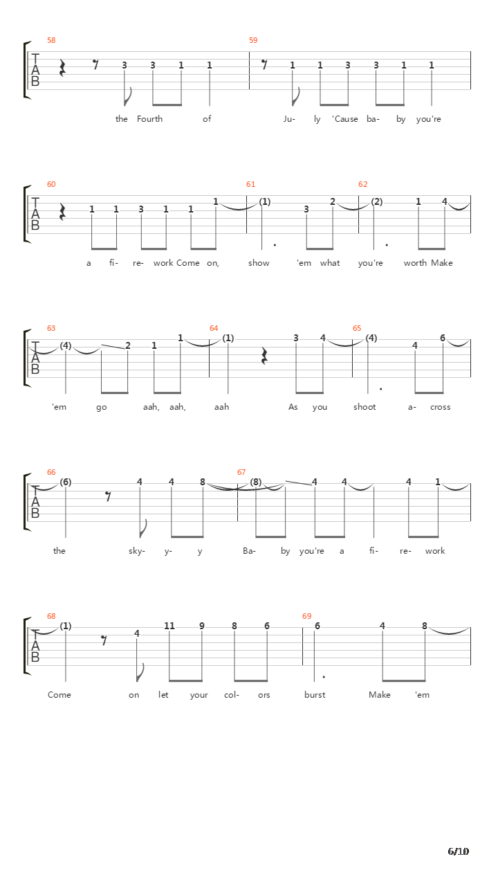 Firework吉他谱