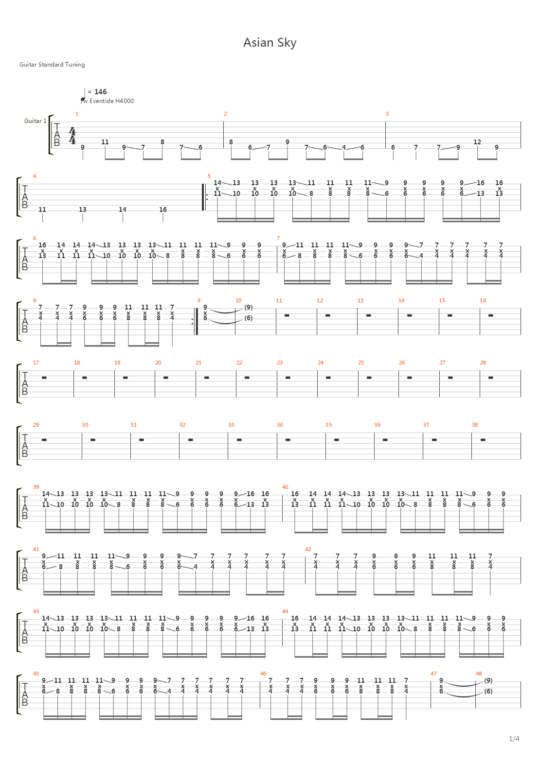 Asian Sky吉他谱