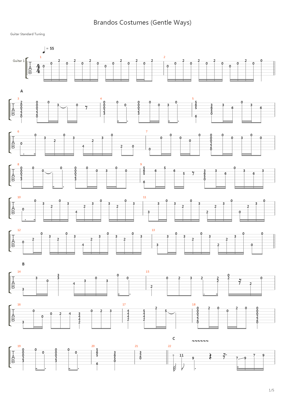 Brandos Costumes Gentle Ways吉他谱