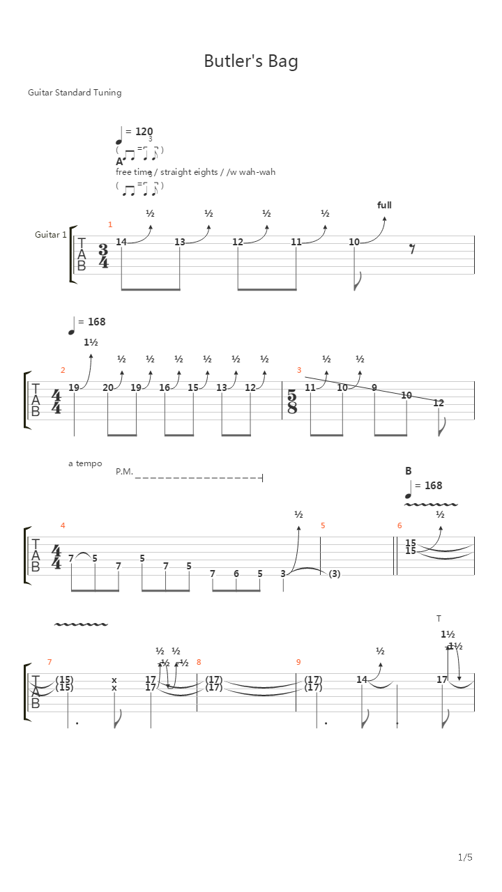 Butlers Bag吉他谱