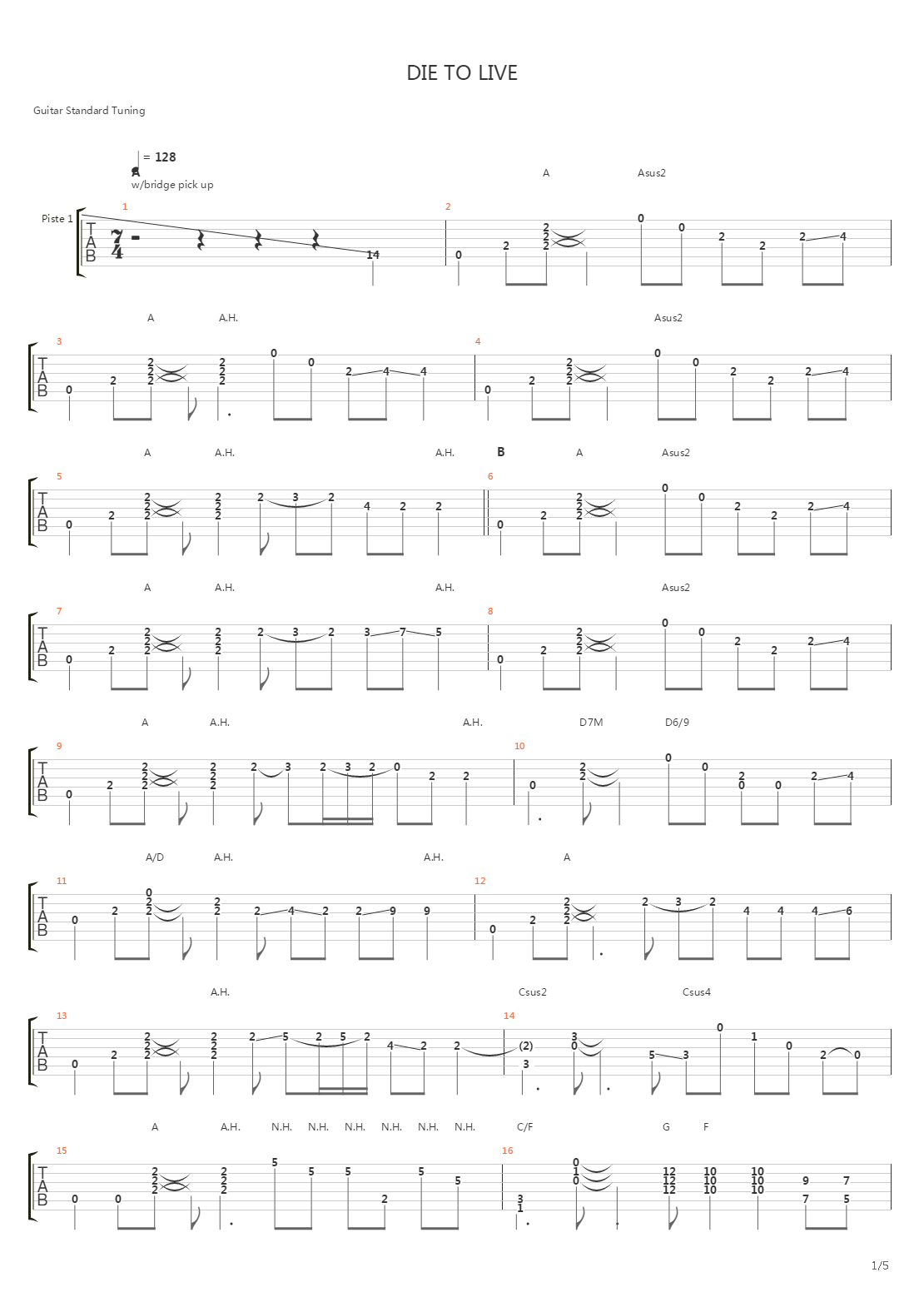Die To Live吉他谱