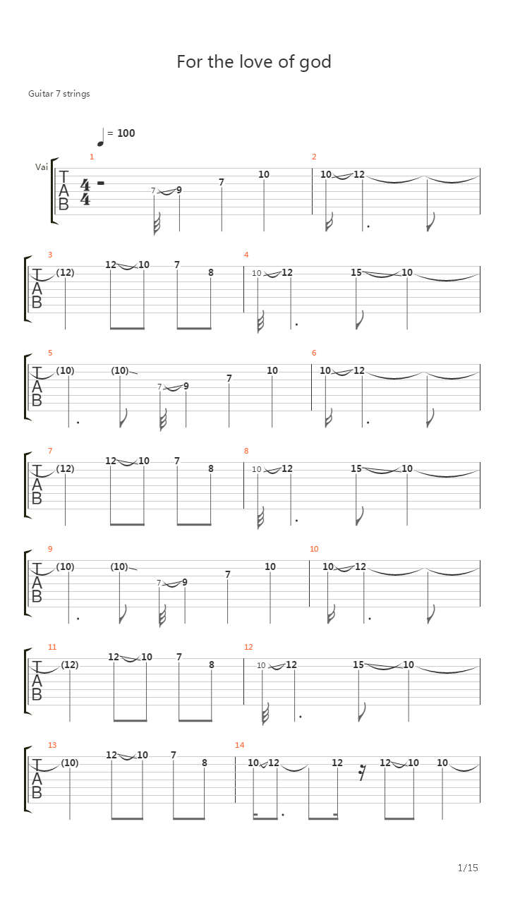 For The Love Of God吉他谱