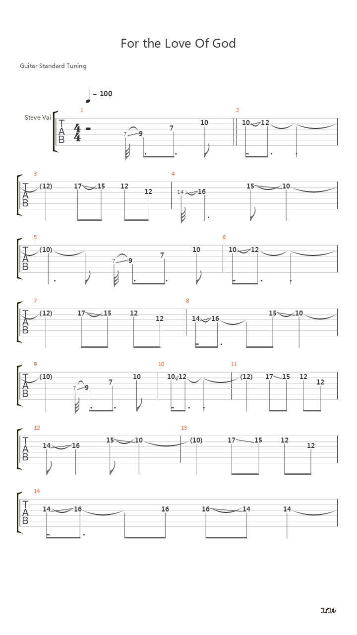 For The Love Of God吉他谱
