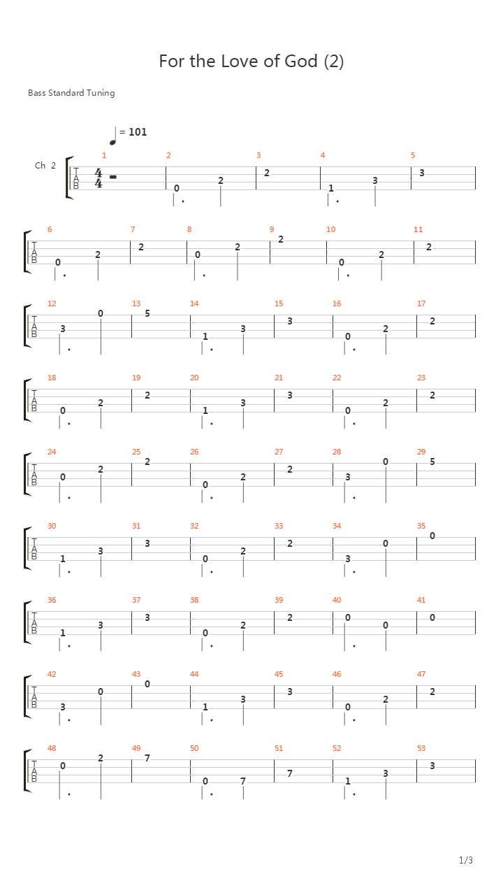 For The Love Of God吉他谱