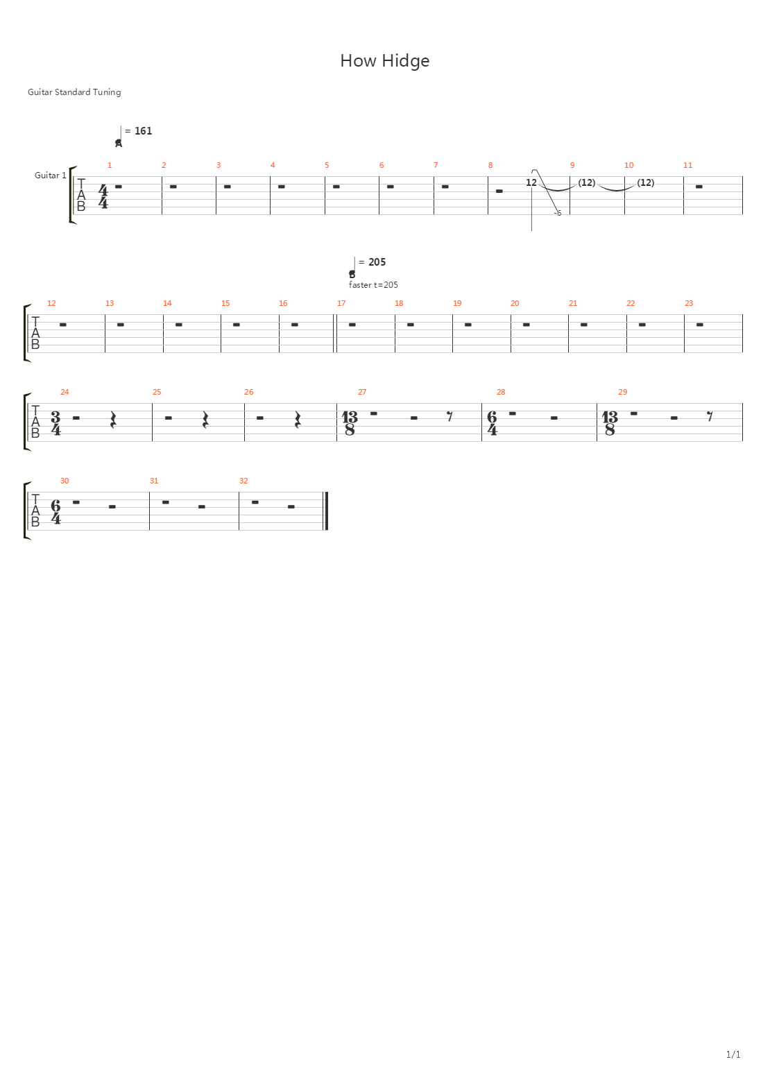 How Hidge吉他谱