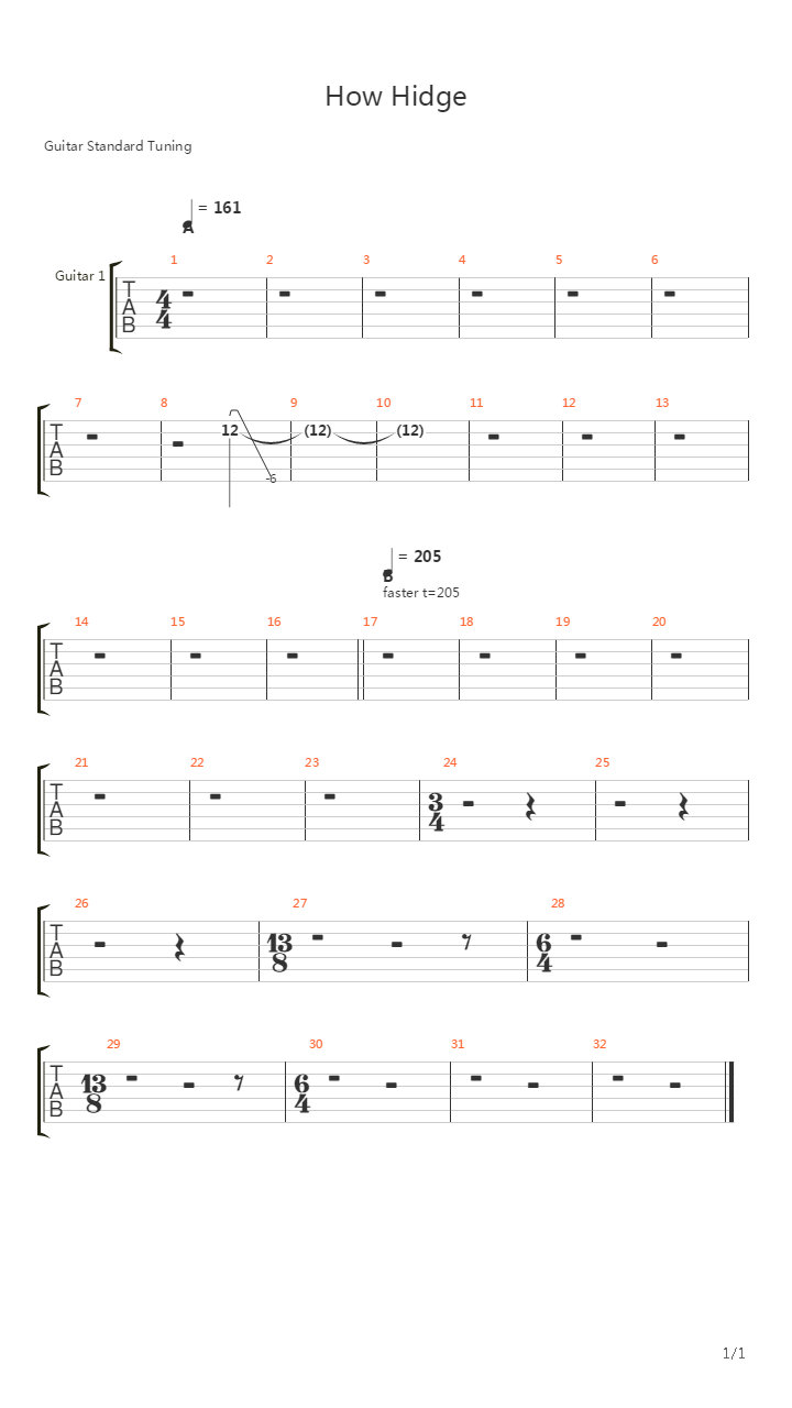 How Hidge吉他谱