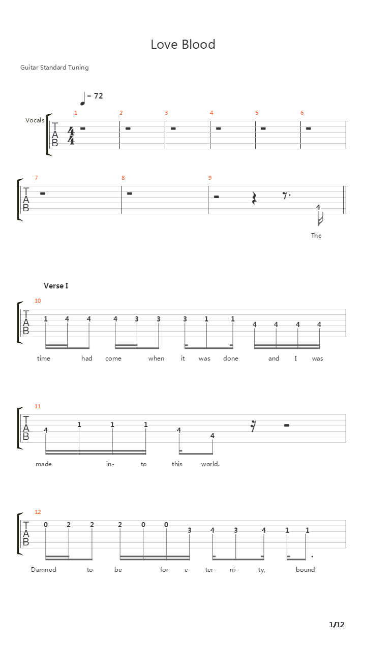 Love Blood吉他谱