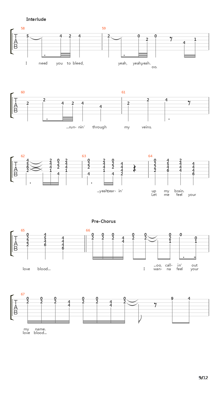 Love Blood吉他谱
