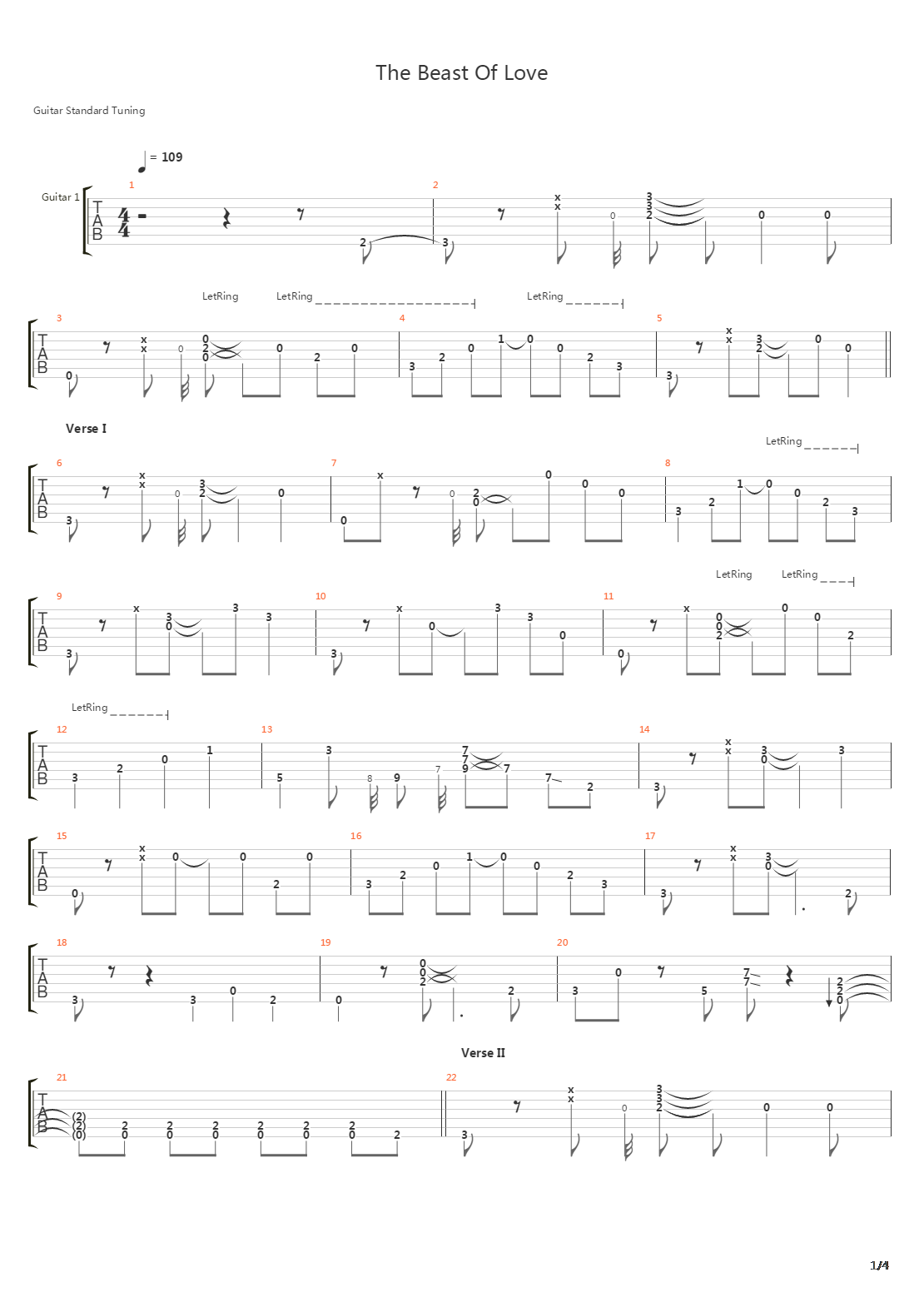 The Beast Of Love吉他谱