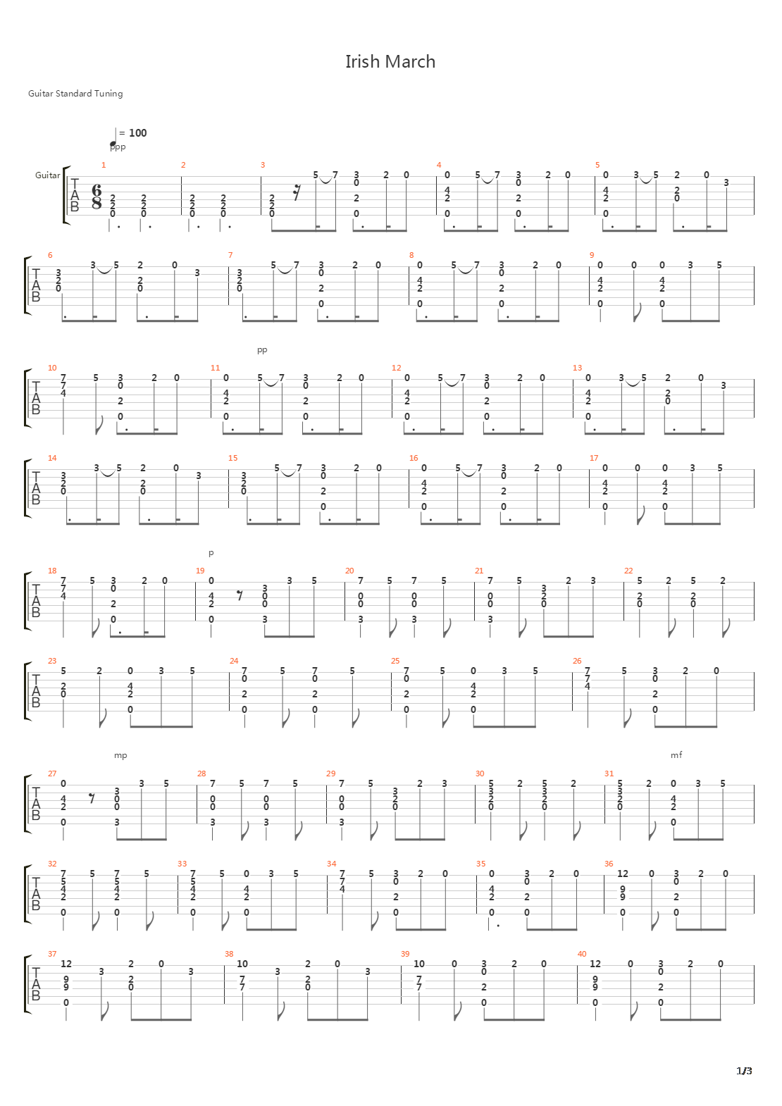 Irish March(爱尔兰进行曲)吉他谱