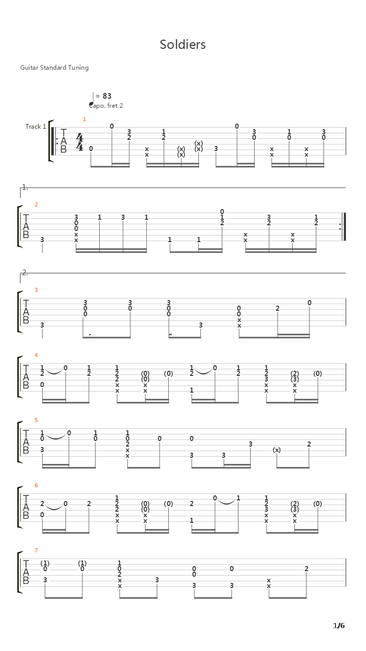 Soldiers吉他谱