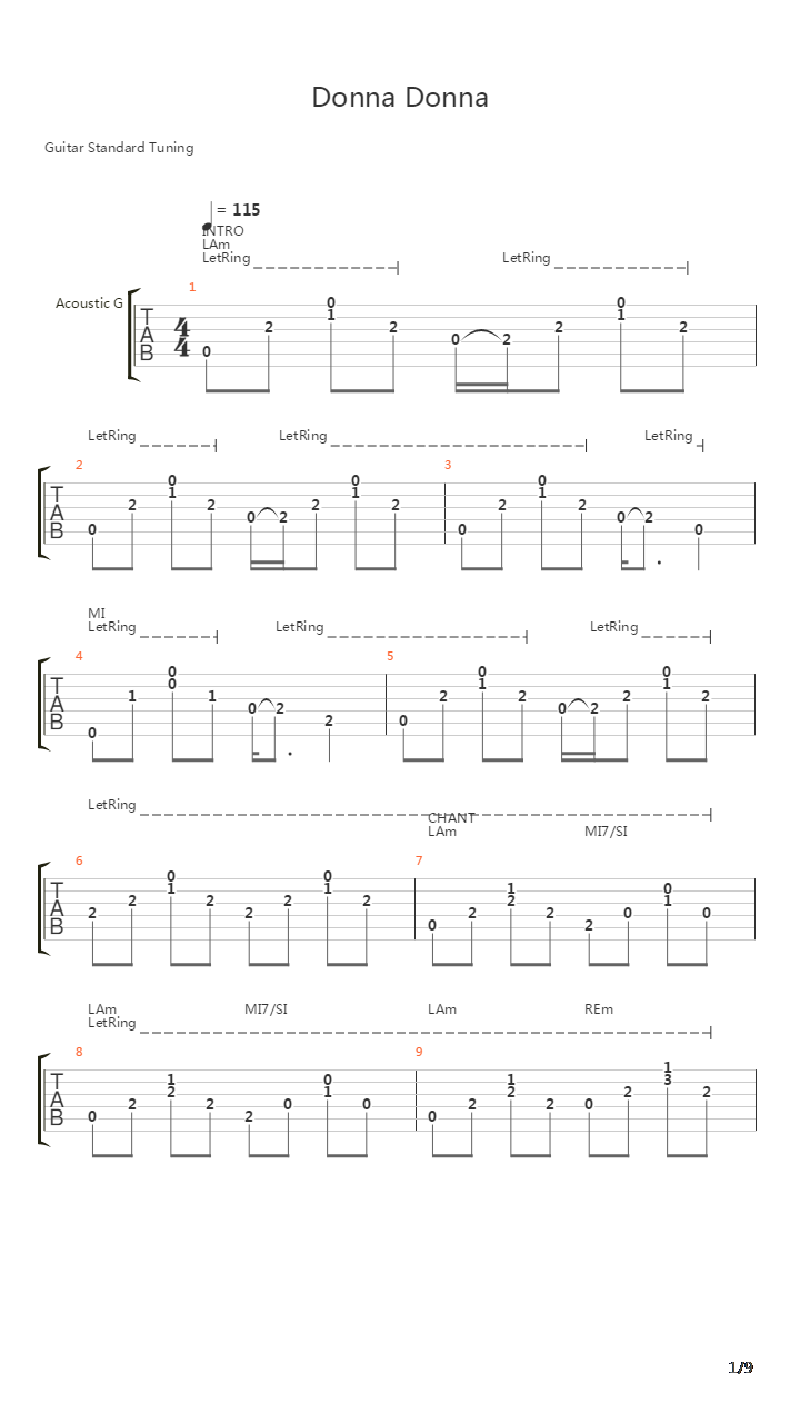 Donna Donna吉他谱
