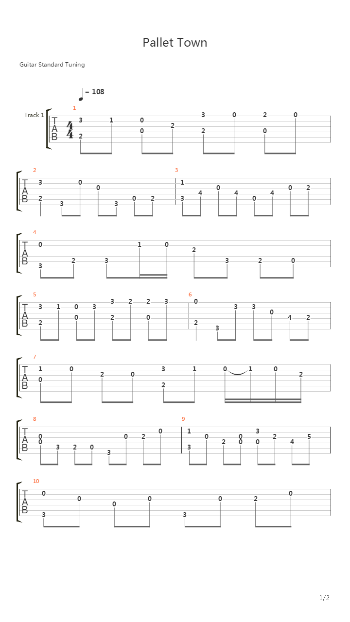 Pallet Town吉他谱