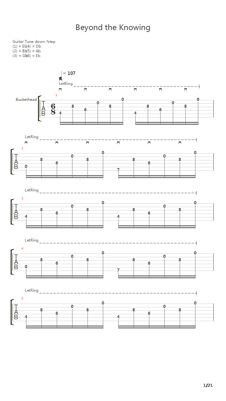Beyond The Knowing吉他谱